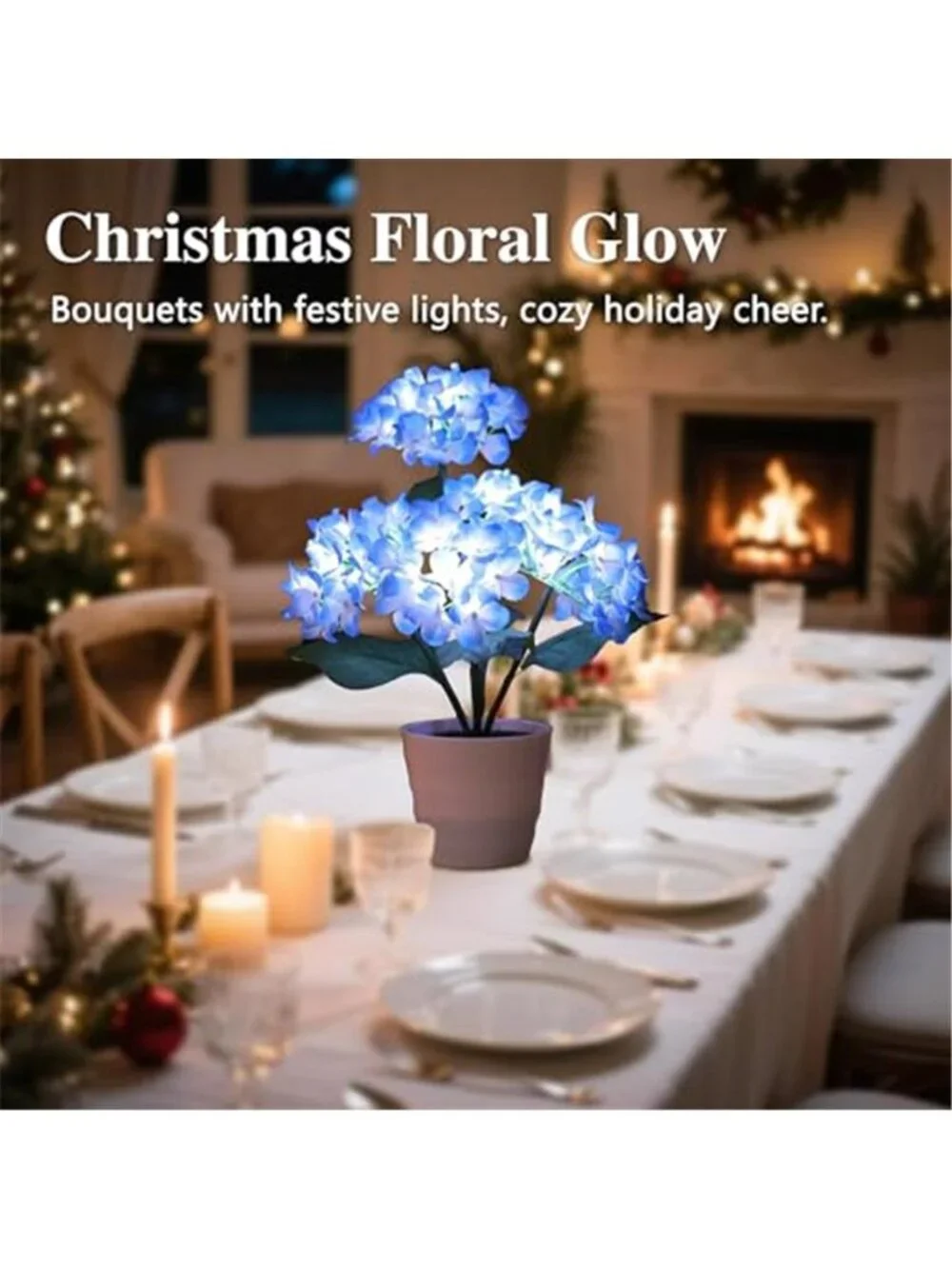 Blue hydrangea LED flower lamp battery operated night light home decor gift